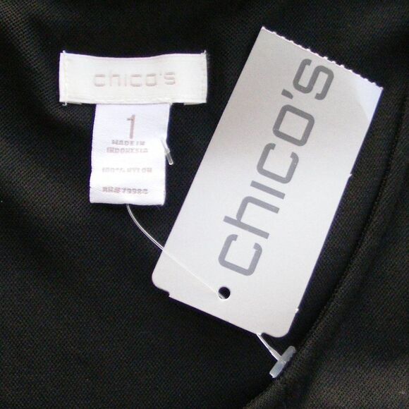 new CHICO'S Mesh Tank top, 1/M, Black Nylon, Pleats - Picture 9 of 11